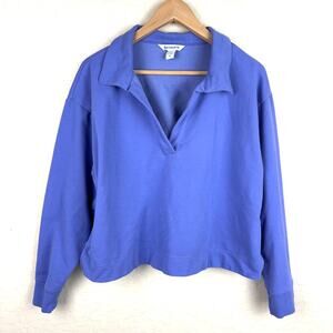 Athleta Retroterry Polo Sweatshirt Long Sleeve Pullover Womens Size M Athleisure